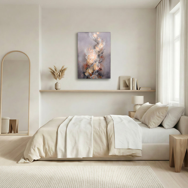 Abstrait flamme d'art sur toile, ensemble de 1, 48"H x 32"W, Wrapped Canvas