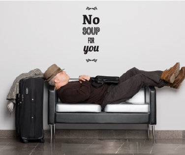 Décalcomanie murale pas de soupe pour vous, H 36 po x l 11 po x P 0,01 po, Noir