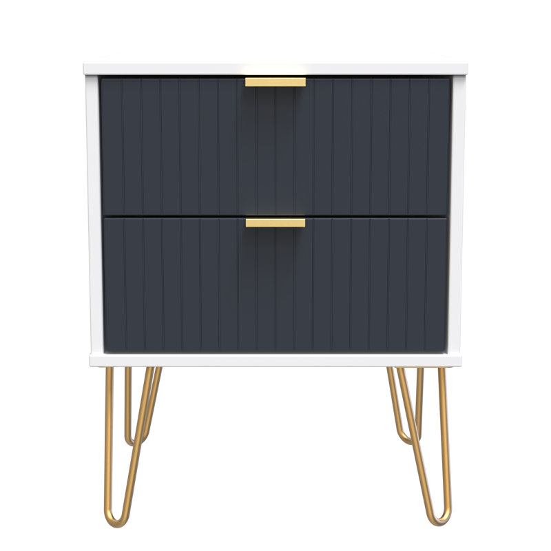 Beranda 45cm W Manufactured Wood Bedside Table, Indigo Matt/White