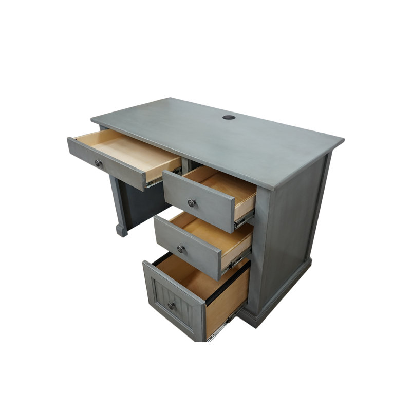 Didier Solid Wood Computer Desk, None, Tempting Turquoise