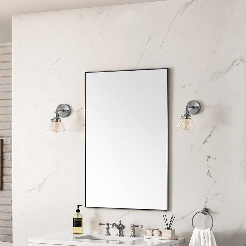 Rohe Beveled Mirror, 26" W x 40" H, Satin Nickel