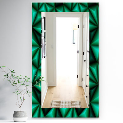 Miroir de meuble-lavabo moderne et contemporain à triangles verts relief