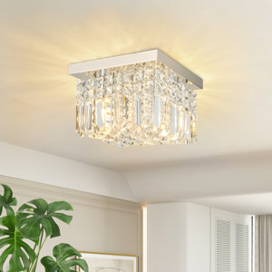 Flush Mount Crystal Ceiling Light Fixture 9.85In Bedroom Chandelier