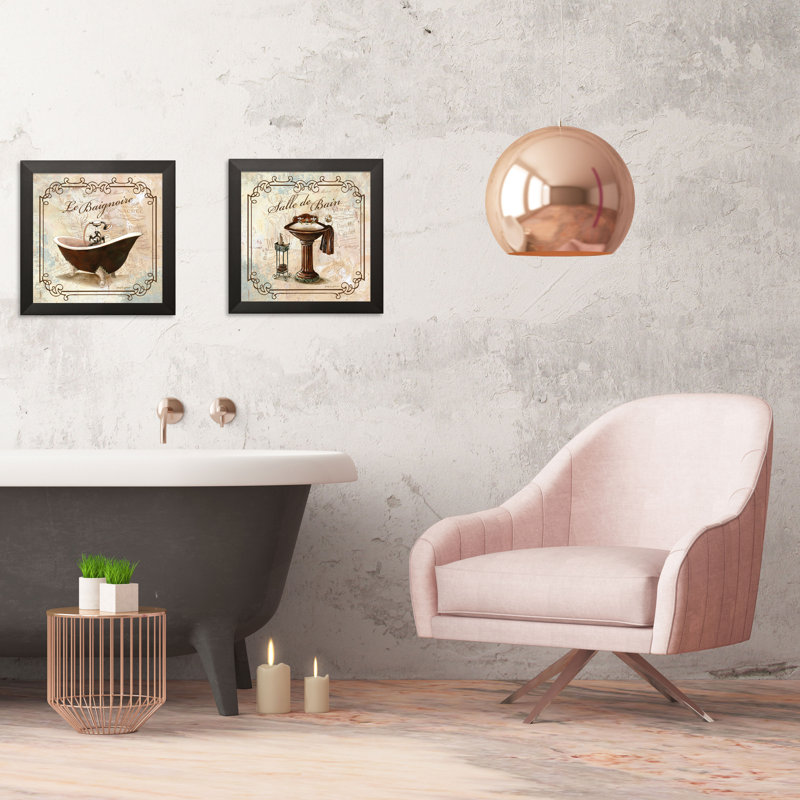 Imprimés classiques pour la décoration de salle de bain; «Salle de bain et Le Baignoire» par Gregory Gorham, ensemble de 2 pièces sur toile