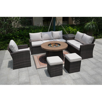 Alfonso 8 - Person Patio Conversation Set with Cushions