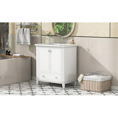 Armoire de salle de bain multifonctionnelle avec portes et tiroir