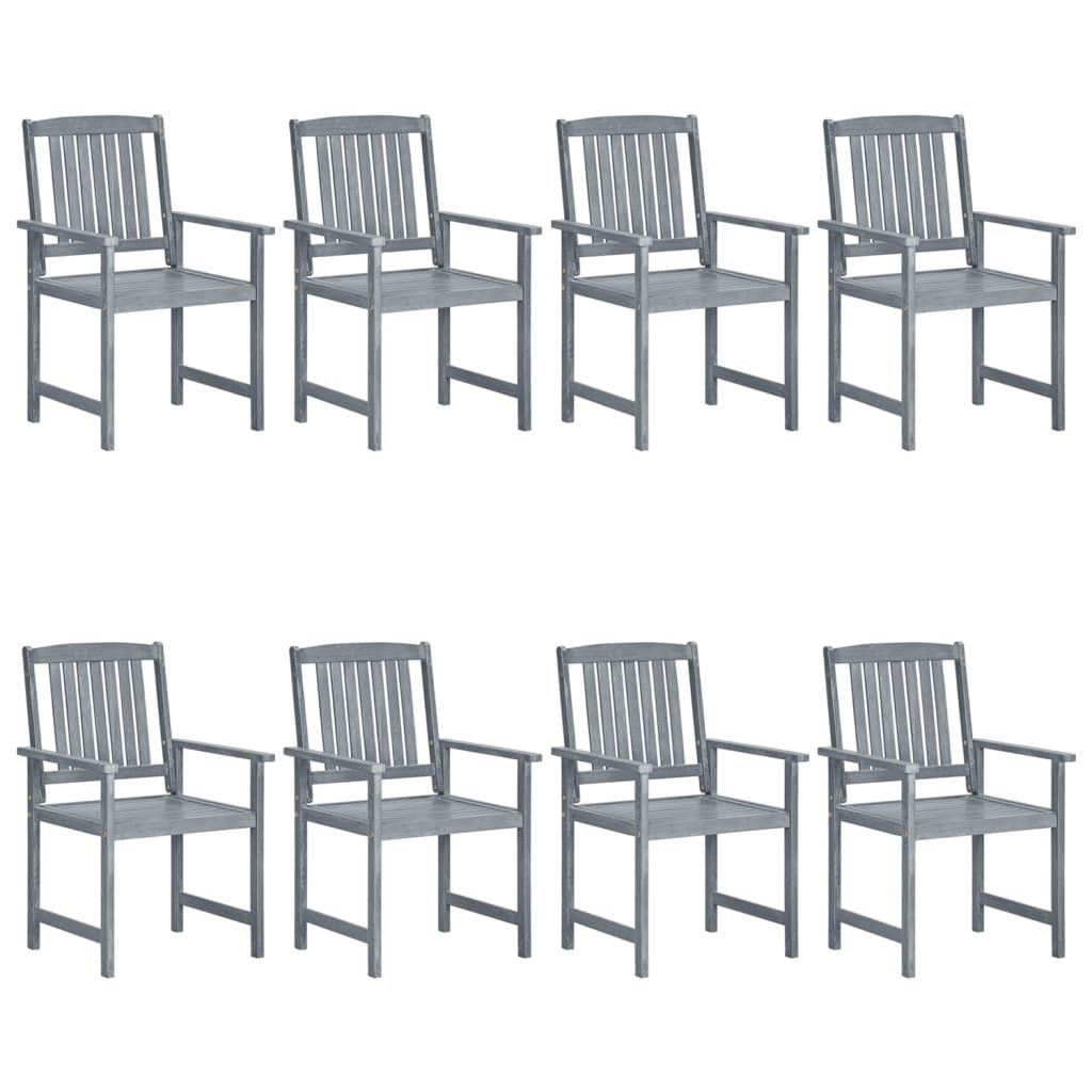 Garden Chairs 8 Pcs Solid Acacia Wood Grey