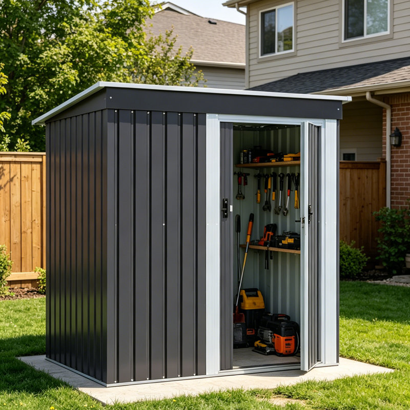 Dark Black Garden Storage Shed