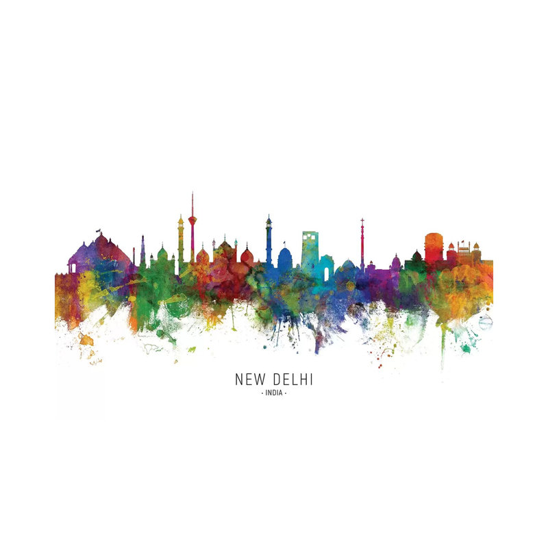 «New Delhi India Skyline» par Michael Tompsett, impression sur toile tendue, H 26 po x l 40 po x 1,5 po