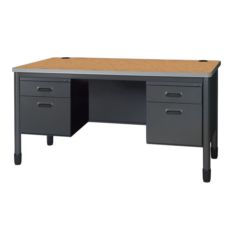 Bureau à double caisson en acier Regency Mesa 60 po x 30 po, Beige/Grey