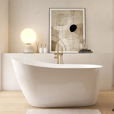 Premium High-Back Acrylic Freestanding Bathtub（59×32 Inch）