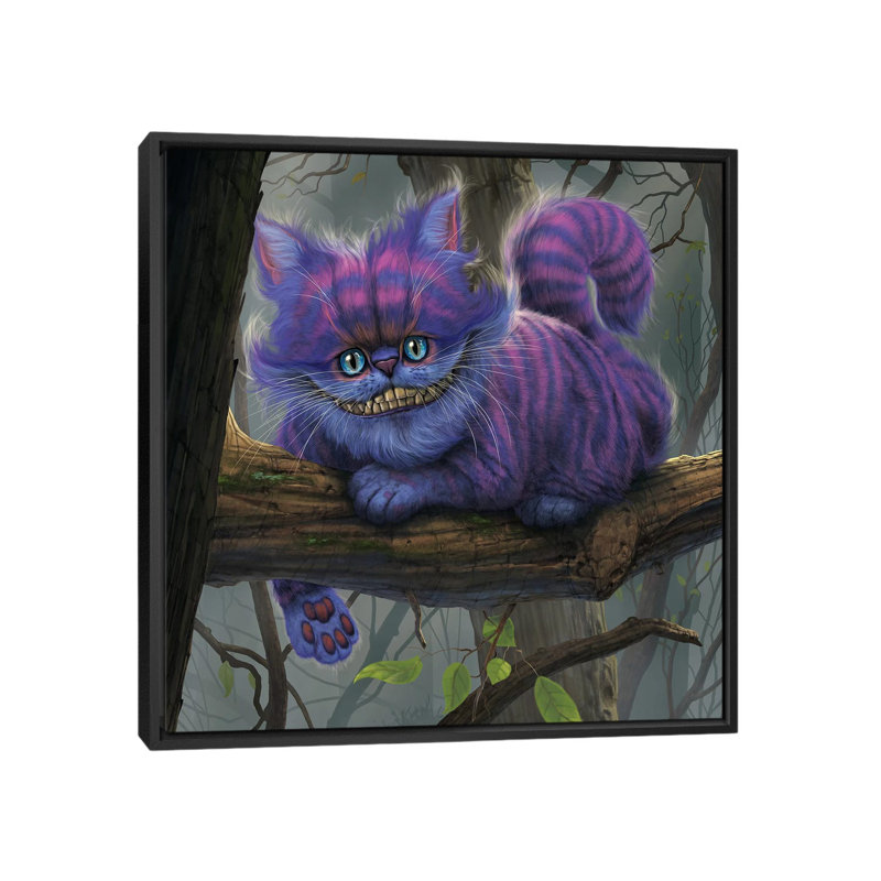 Cheshire Cat by Vincent Hie - Print on Canvas, Black Framed, 66.04 cm H x 66.04 cm W