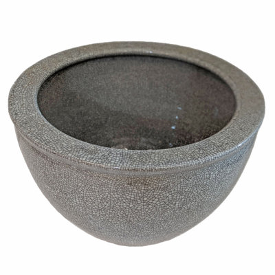  Pot à fleurs en porcelaine grise de 22 po de diamètre