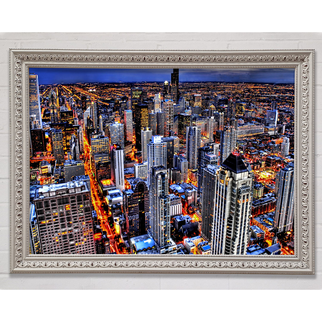 Chicago Illinois Night Lights - Einzelne Bilderrahmen Kunstdrucke