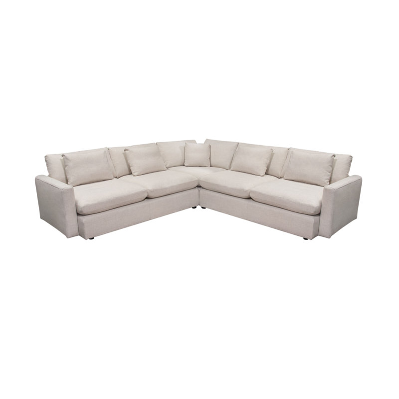 Canapé modulaire carré 3 pièces Arcy, Mélange de polyester blanc crème, H 35 po x l 195 po x P 123 po