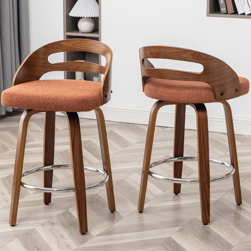 Swivel Bar Stool, Orange, Counter Stool (66cm Seat Height)
