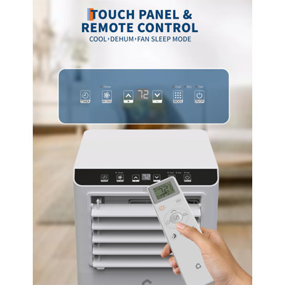 Climatiseur portatif 3-en-1 10000 BTU bleu et blanc avec mode veille (48-52 dB), télécommande, affichage à DEL, minuterie 24H et roulettes
