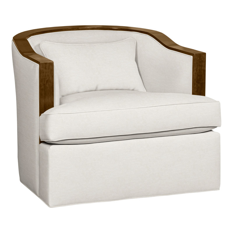 Burlingame Fabric Swivel Barrel Chair, Nadia Parchment, Hampton