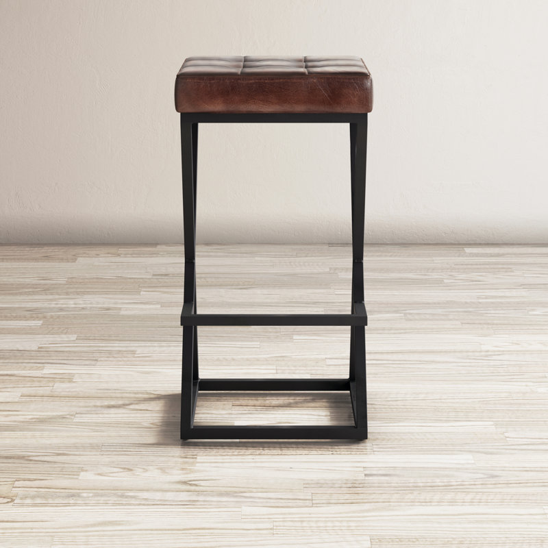 Kellner Upholstered Counter Stool with Metal Frame, Dark Siena 