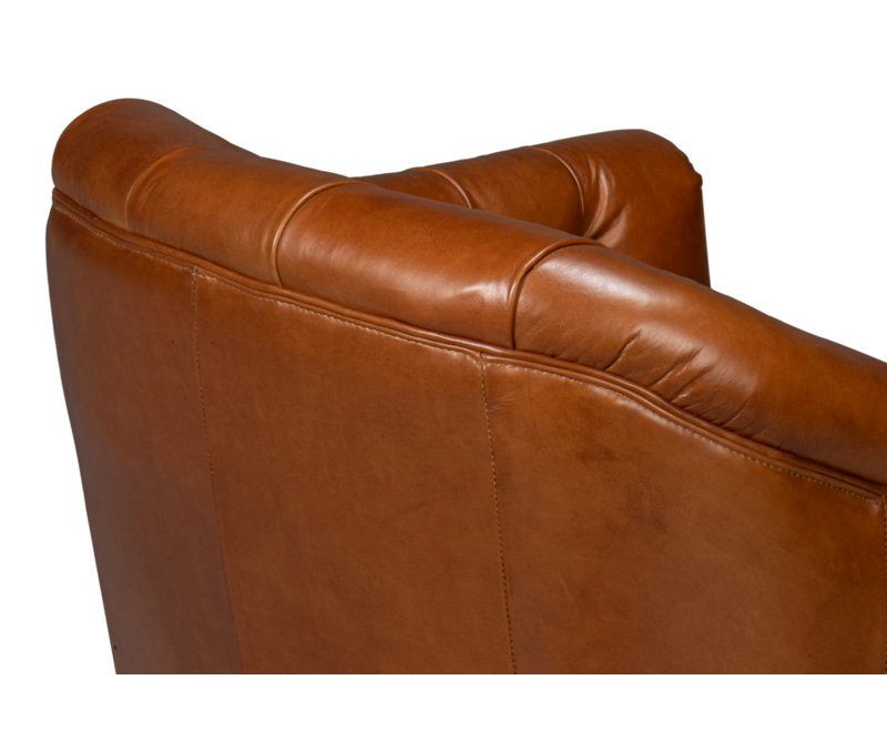 Coolidge Swivel Club Chair, Havana Brown Genuine Leather