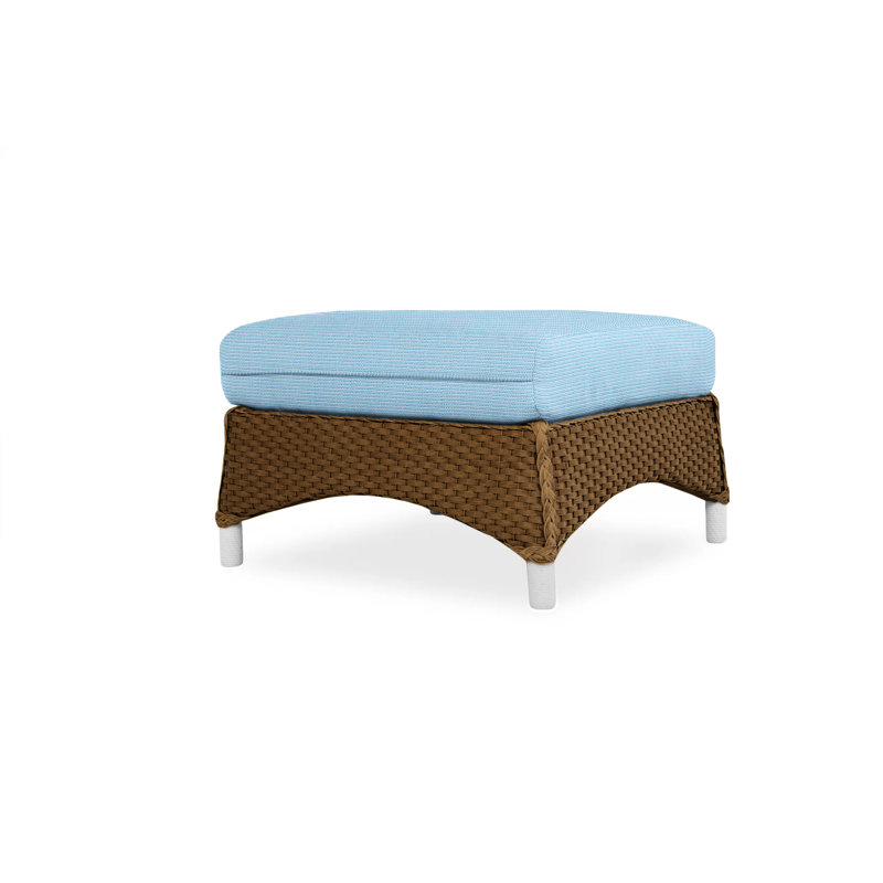 Mandalay Outdoor Ottoman, Decorline Navy, Bark