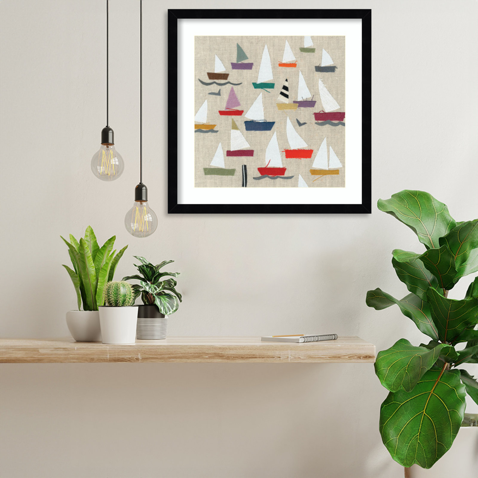 Plain Sailing Print by Jenny Frean, Black, 17" H x 17" W x 1" D