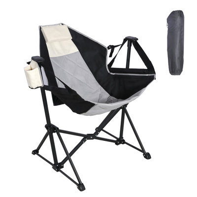 Chaise de camping portable hamac gris clair et bleu