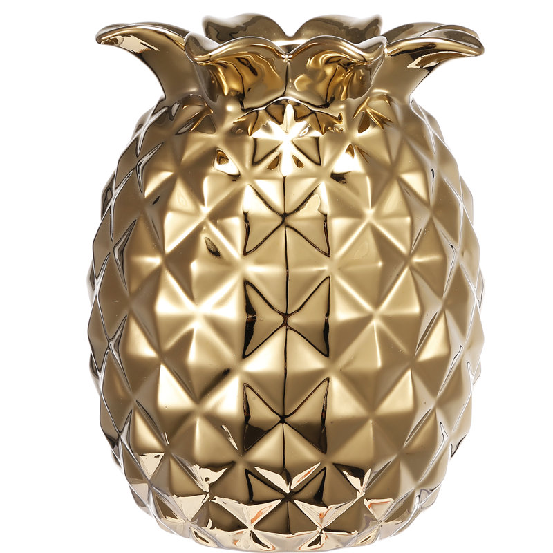 Eckhart Ceramic Table Vase, 5.9" H x 4.5" W x 4.5" D, Gold