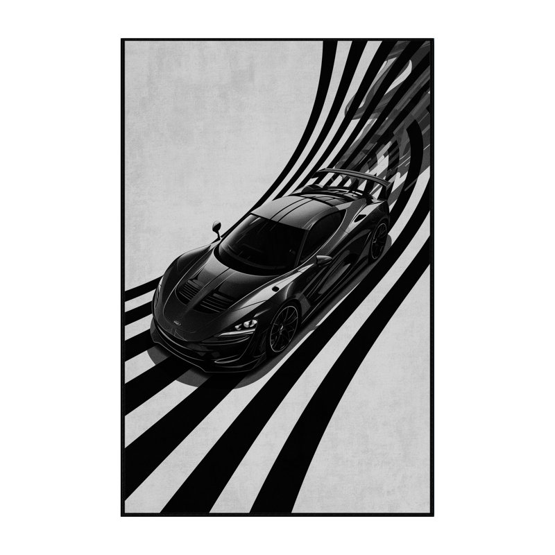 Soft Plush Gursewak High Performance Sports Car Sleek & Chic Modern Arc Area Rug in Gray – Black Binding, 4x6