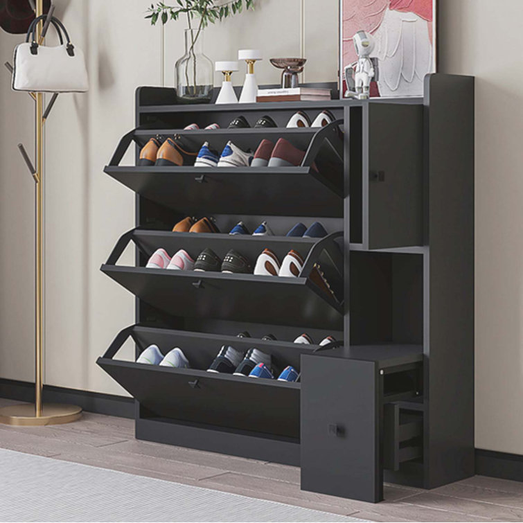 Everly Quinn Shoe Storage Cabinet Freestanding Shoe Rack Organizer with  Adjustable Shelves for Up to 28 Pairs & Reviews