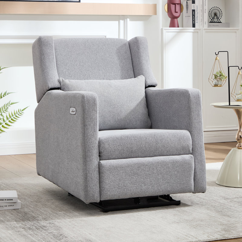 27.5'' Wide Fabric Zero Clearance Recliner Power Recliner With USB Port, Modern Reclining Chair