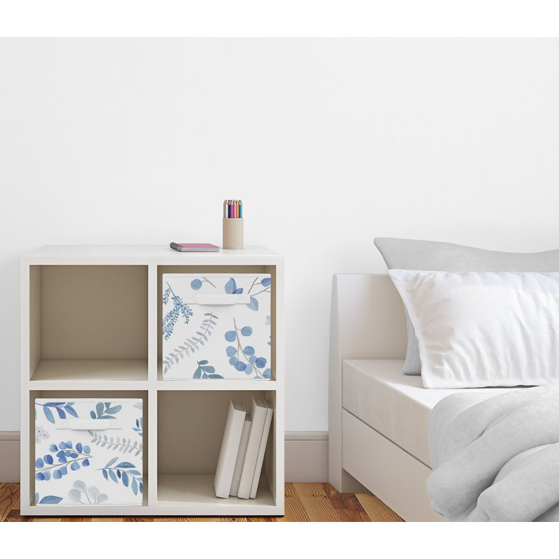 Botanical Leaf Fabric Toy Box, Blue