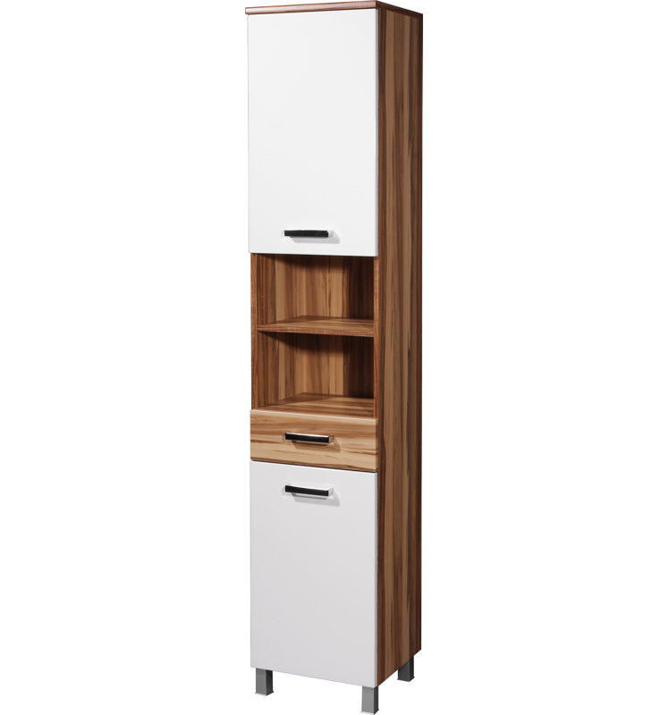 Elegance Linen Cabinet, White/Baltimore walnut replica