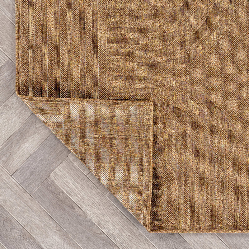 Geometric Natural/Jute Easy-Care Indoor/Outdoor Flat Woven Area Rug, Rectangle 4' x 6', Natural