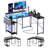 54" L Shaped Computer Desk Corner Office Desk with Power Outlets and Monitor Stand for Home Office