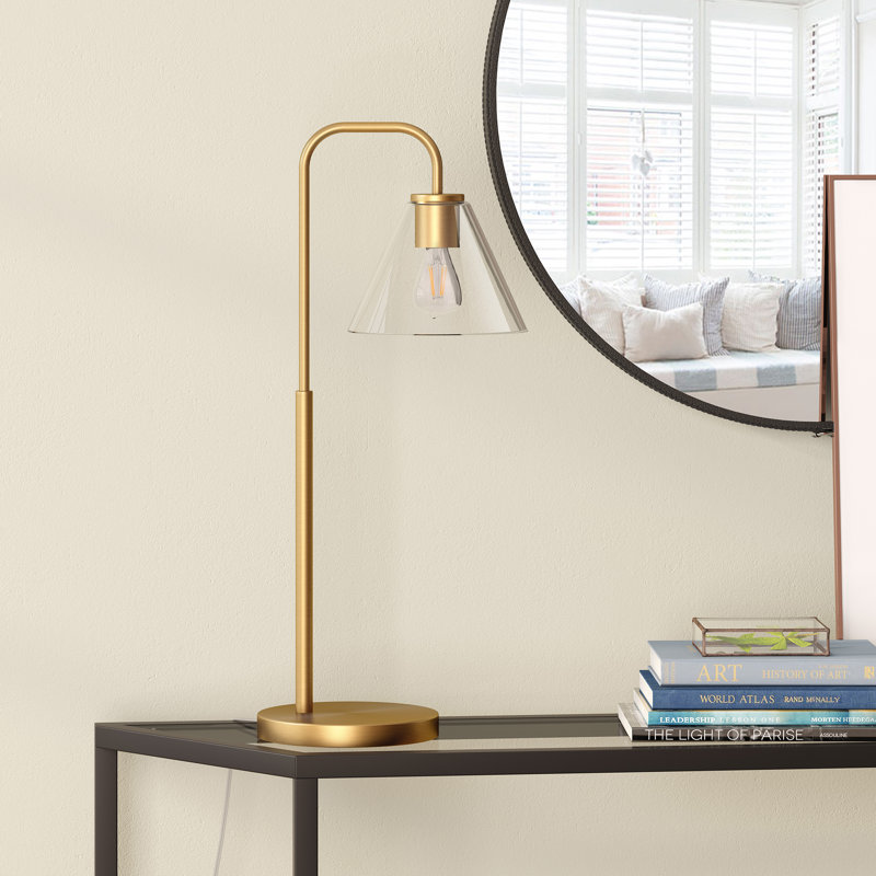 Metal Arched Lamp, Clear, Gold