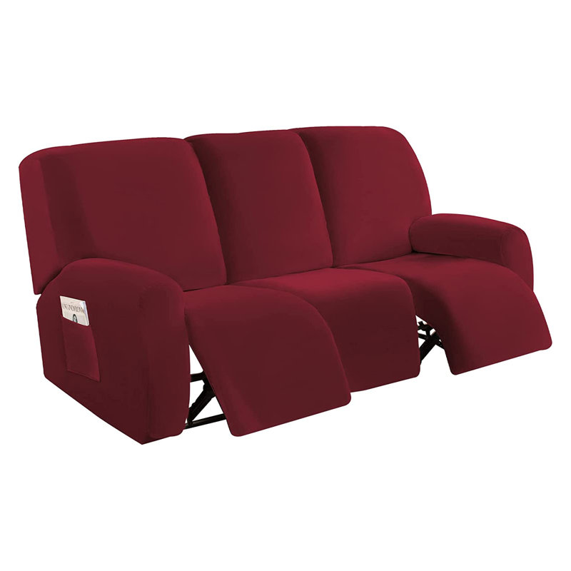 Housse pour fauteuil inclinable à coussins carrés/rectangulaires, Velours rouge