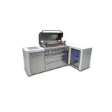 Mont Alpi 44-inch 6-Burner 90 Degree Deluxe Stainless Steel BBQ Island Grill + Compact Refrigerator