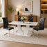 Ensemble de salle à manger moderne de 5 pièces en faux marbre avec des chaises rembourrées en similicuir