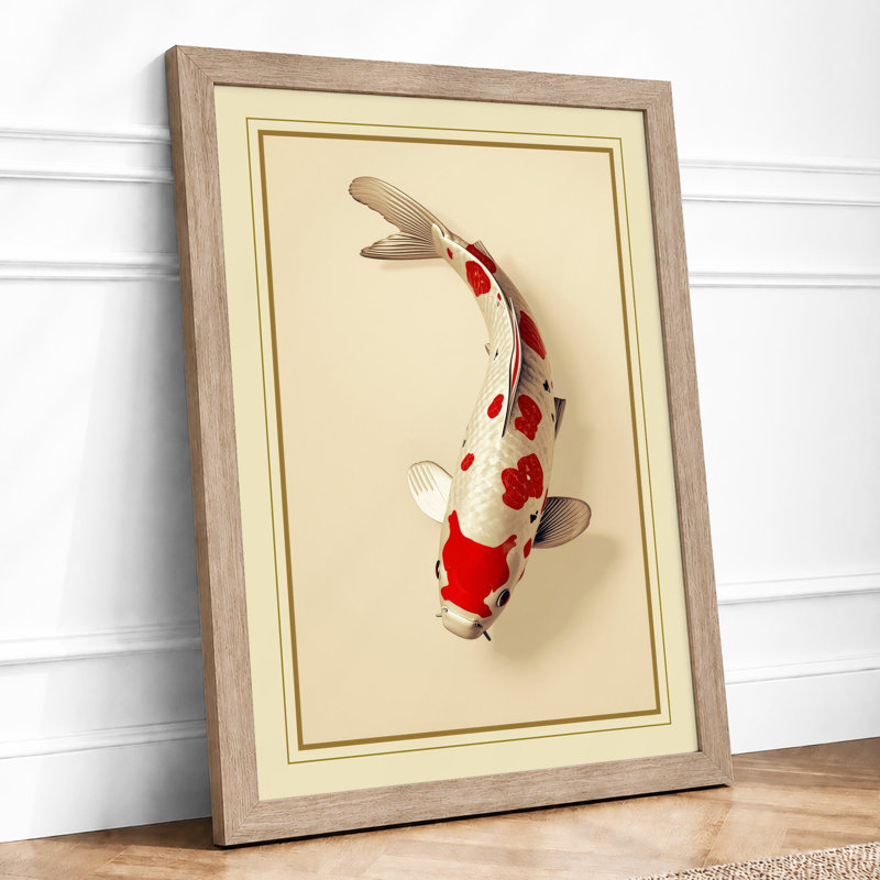 Ascending Koi Japandi - Framed Print, A1 - 84.1 x 59.4 cm, Oak