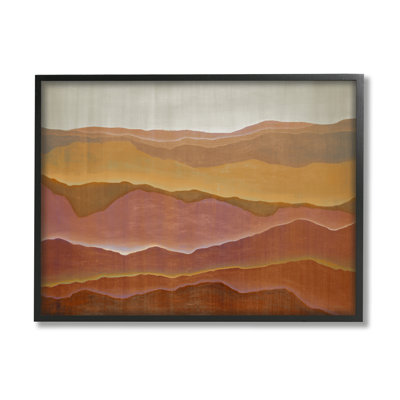 «Warm Glowing Mountain Range Overlay Desert» par Liz Jardine - peinture à cadre flottant sur bois