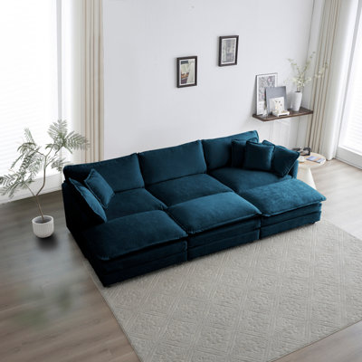 Canapé modulaire réversible super doux avec plusieurs coussins et repose-pieds