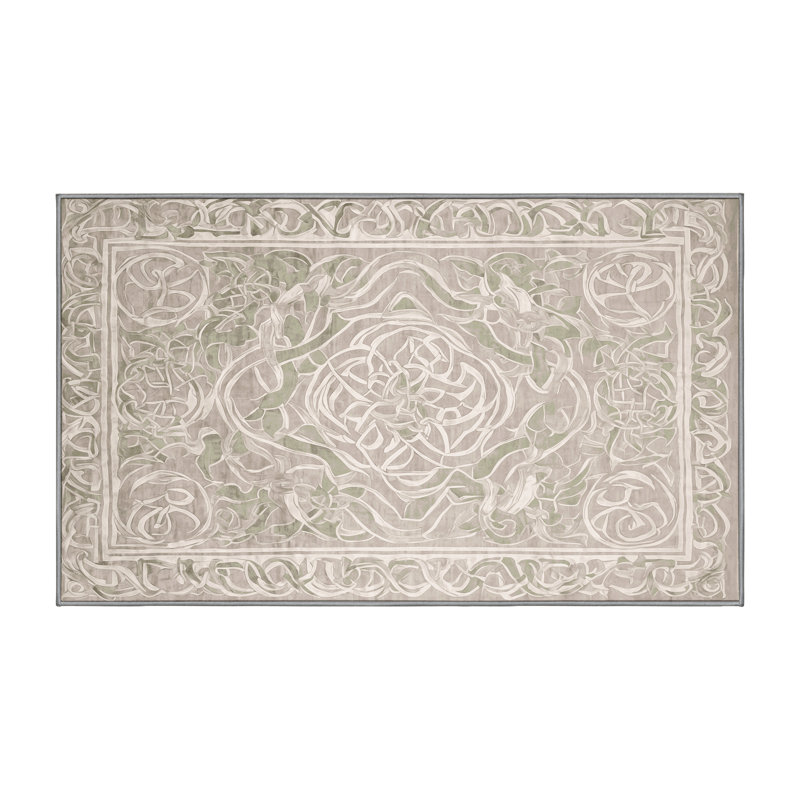 Machine Washable Gray Area Rug, Rectangle 2' x 3'