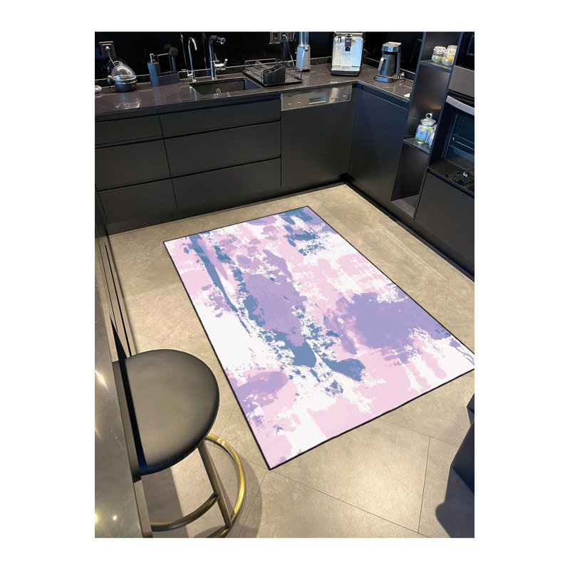 Tapis rose lavable à la machine, Rectangle 3'3" x 4'11" Rug Pad Included