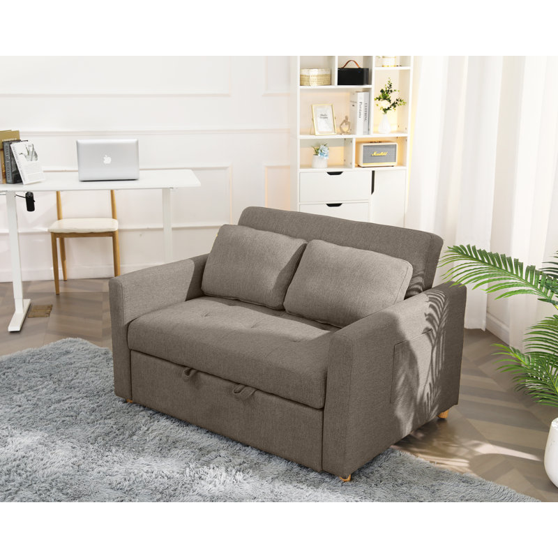 48.8" Wide Upholstered Reclining Sleeper Sofa, 	Blue