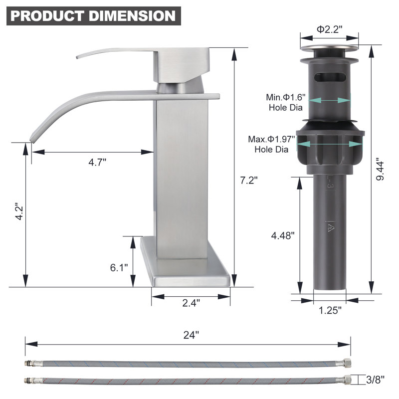 Centerset Single-handle Bathroom Faucet with Drain Assembly, Brushed Nickel