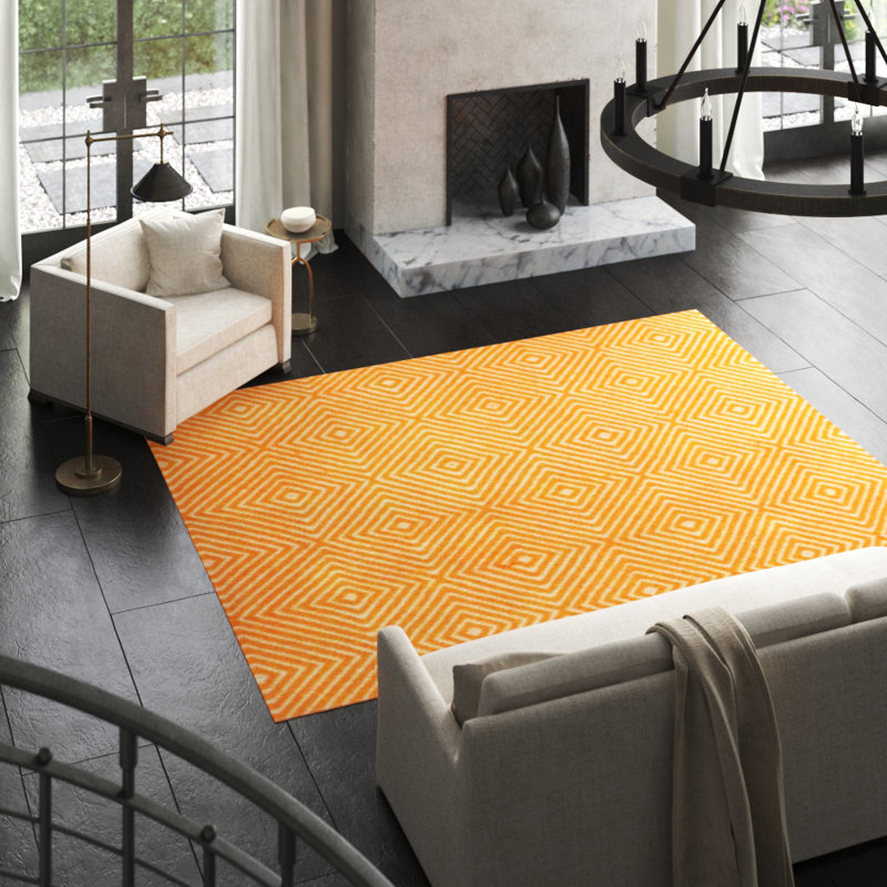Dazzler Geometric Area Rug in Orange, Rectangle 8'2" x 10'1"