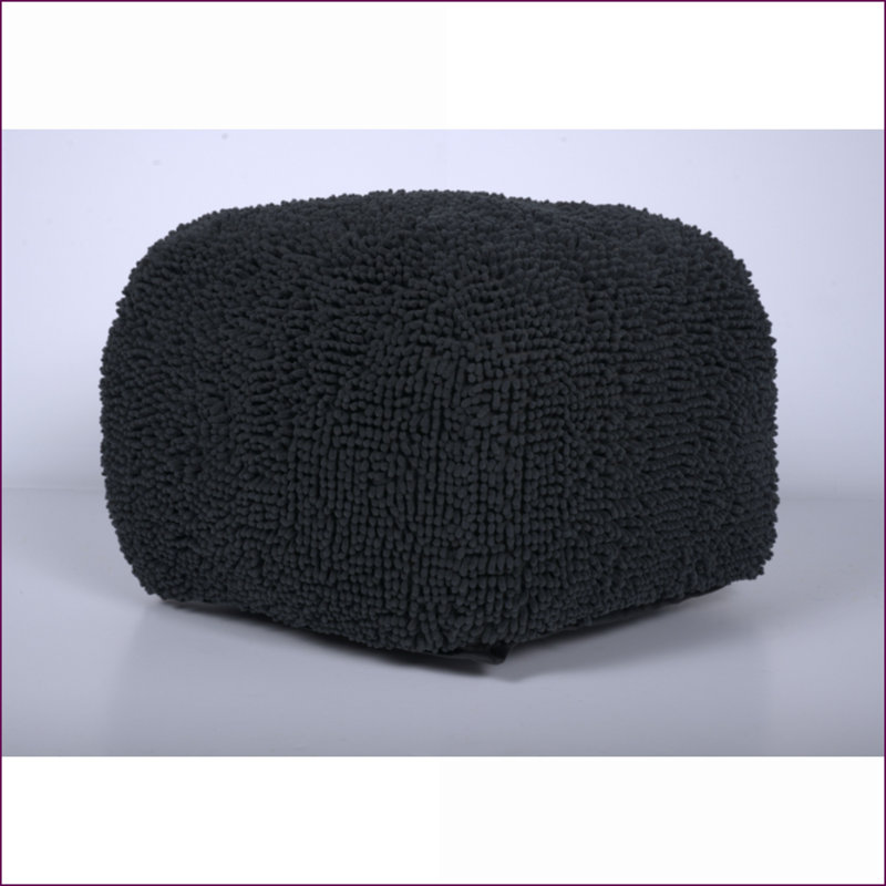 Pouf Ottoman, Modern Square Microfiber Chenille Dark Charcoal Gray, Living Room Footrest | Microfiber | Dark Charcoal, Gray