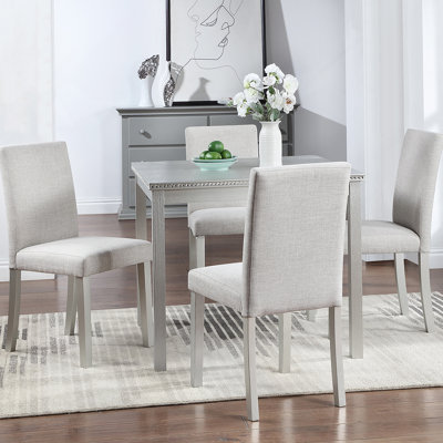 5 Piece Wooden Dining Table Set, Kitchen Table Set with a Square Table, Wooden Dining Room Table