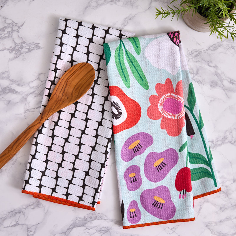  Washed Waffle Dishtowel Set/2, Blue Indigo